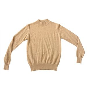 Vintage El Daws Camel 100% Cashmere Mock Neck Sweater | Size Small